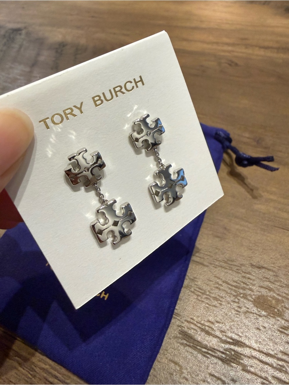 Brand New Tory Burch Double-Logo Drop Earrings